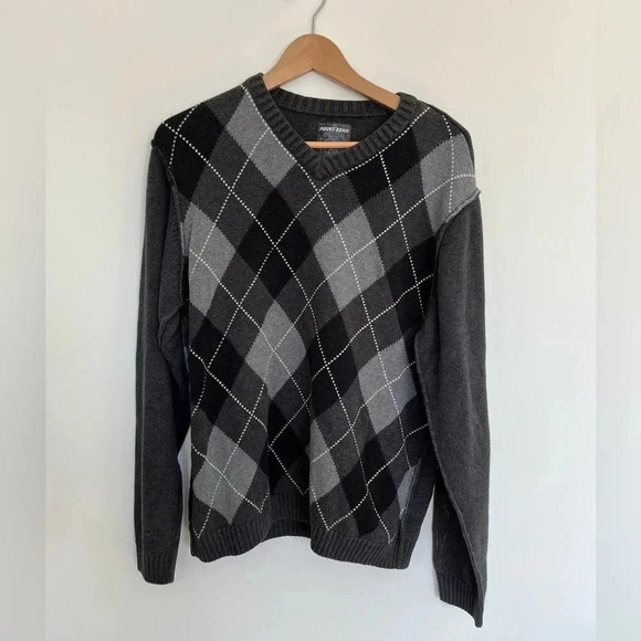 Argyle pattern Point Zero gray sweater - Picture 2 of 8